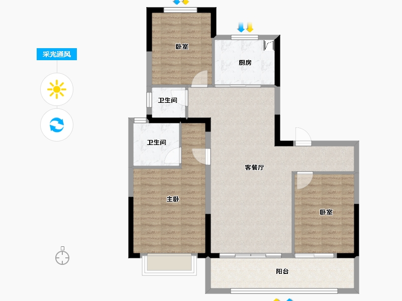 浙江省-宁波市-国贸雍上-99.01-户型库-采光通风