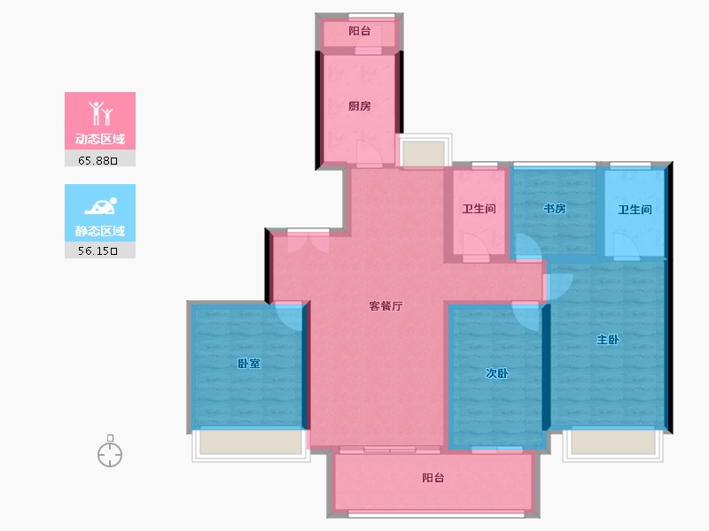 广东省-佛山市-电建地产·洺悦华府-108.61-户型库-动静分区