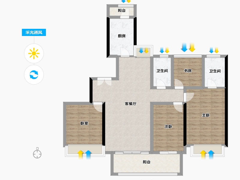 广东省-佛山市-电建地产·洺悦华府-108.61-户型库-采光通风