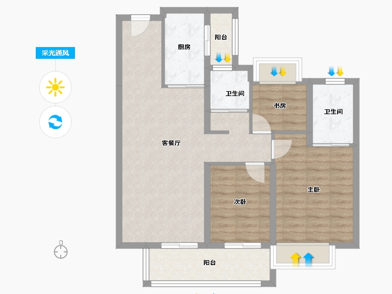 云南省-昆明市-富康城紫悦府-77.12-户型库-采光通风