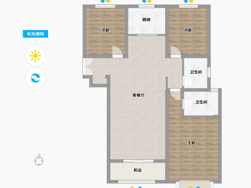 山东省-菏泽市-中达·御园-105.00-户型库-采光通风