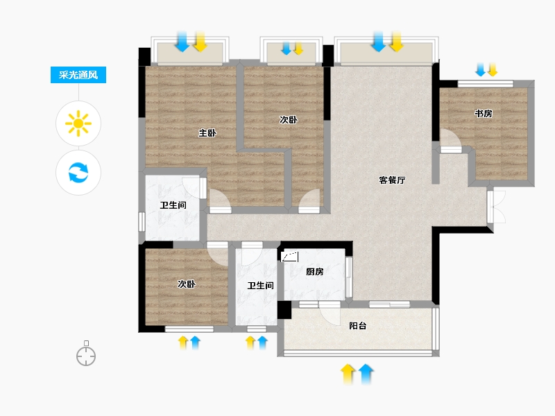 四川省-成都市-天府天玺-111.81-户型库-采光通风