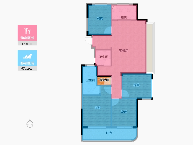 浙江省-杭州市-星瓒颂锦府-102.85-户型库-动静分区