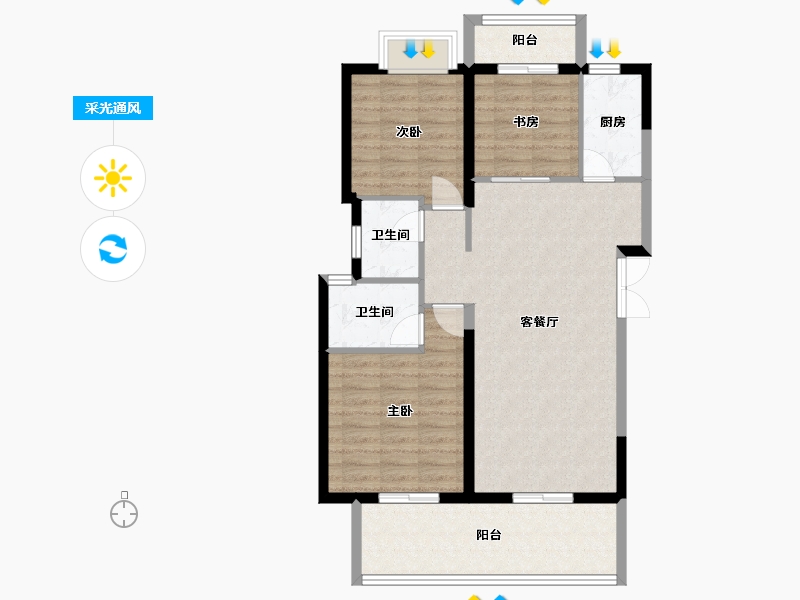 海南省-三亚市-三亚·一山湖-87.26-户型库-采光通风