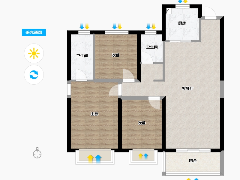 山西省-临汾市-金域王府-96.99-户型库-采光通风