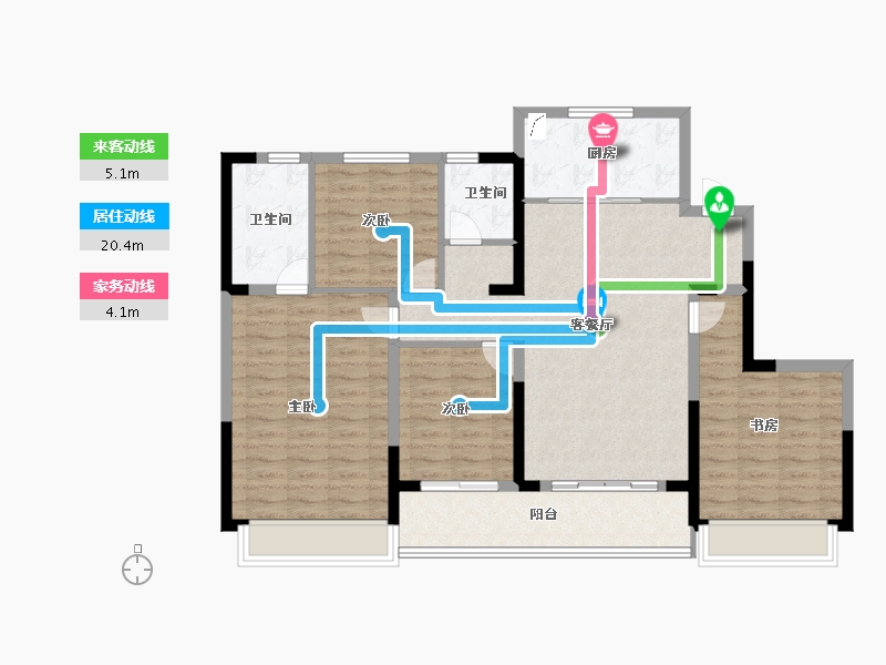 浙江省-杭州市-星瓒颂锦府-111.00-户型库-动静线