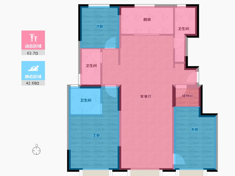 天津-天津市-万科西华府-95.30-户型库-动静分区