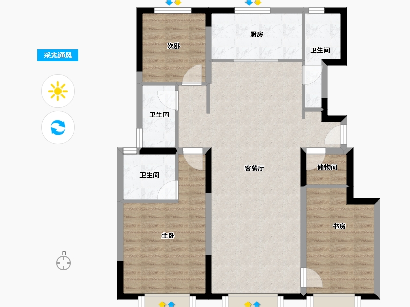 天津-天津市-万科西华府-95.30-户型库-采光通风