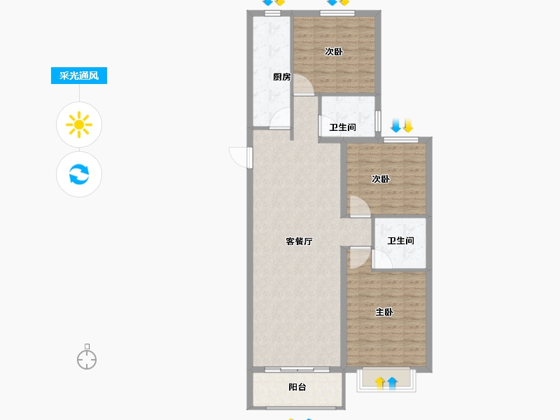 山西省-太原市-汾河明珠-102.00-户型库-采光通风