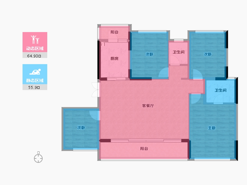 四川省-成都市-锦绣世家-108.86-户型库-动静分区