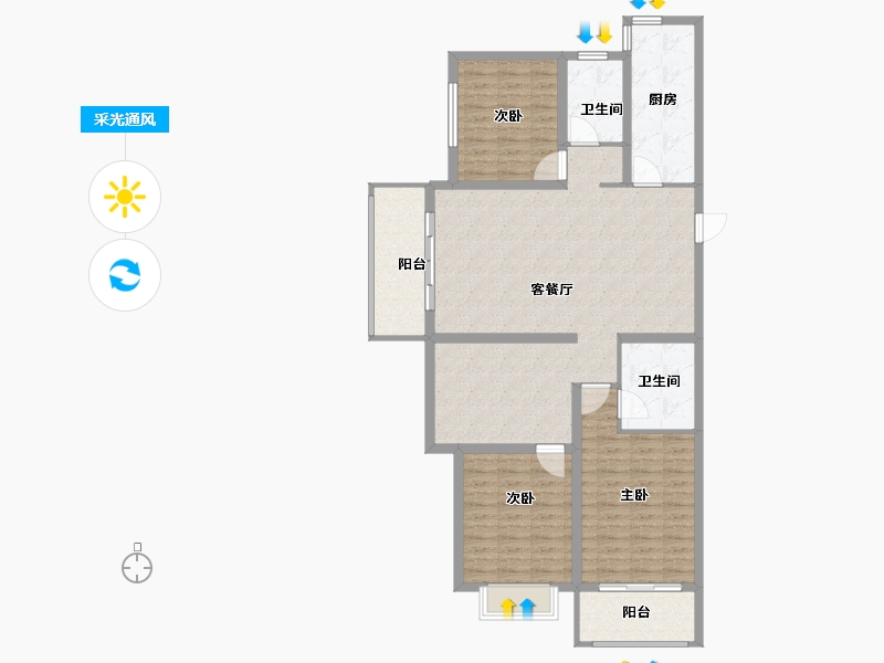 山西省-太原市-汾河明珠-120.00-户型库-采光通风