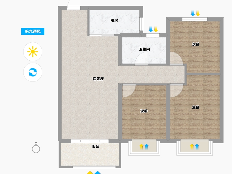 山西省-太原市-汾河明珠-87.00-户型库-采光通风