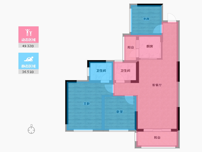 四川省-宜宾市-新城首席-75.43-户型库-动静分区