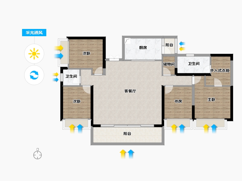 四川省-成都市-天府公园未来城-124.43-户型库-采光通风