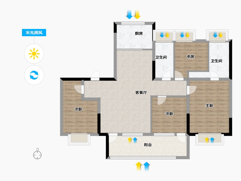 江苏省-南京市-大成汇文府-116.31-户型库-采光通风