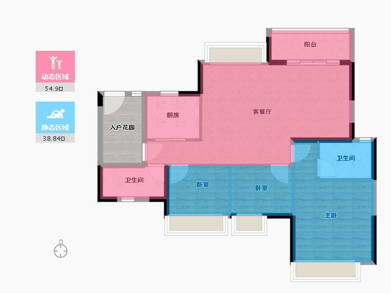 广东省-广州市-新世界·凯粤湾-91.38-户型库-动静分区