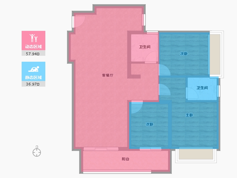 云南省-昆明市-俊发星辰俊园-85.27-户型库-动静分区