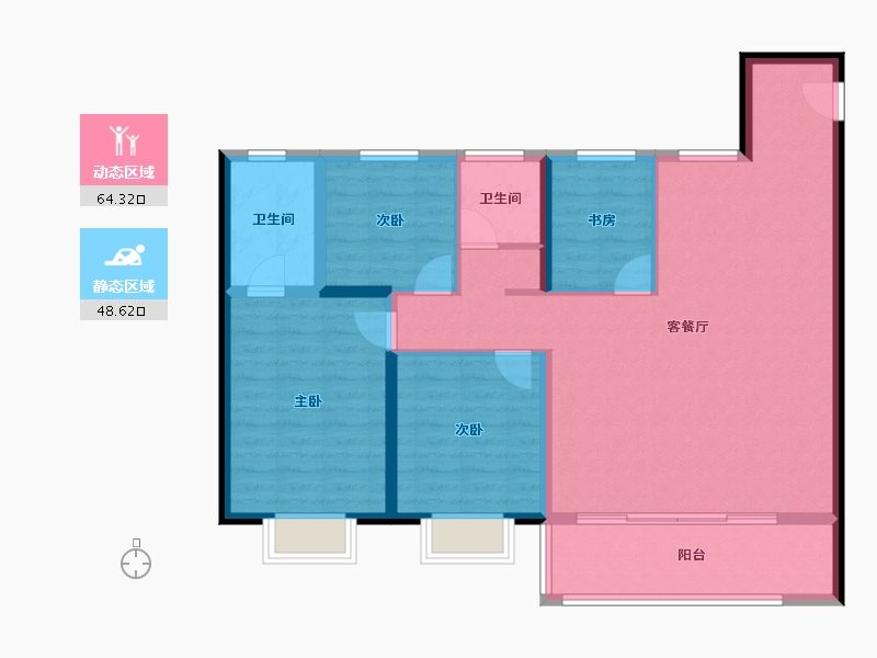 江苏省-南京市-中铁龙湖·宸阅府-101.97-户型库-动静分区