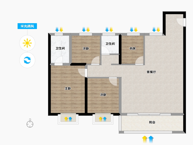 江苏省-南京市-中铁龙湖·宸阅府-101.97-户型库-采光通风