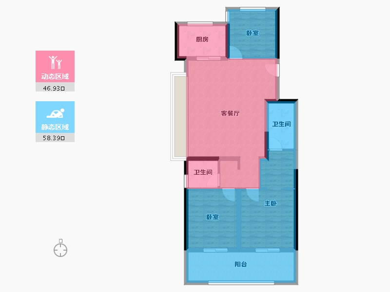 安徽省-合肥市-伟星玖樾台-94.40-户型库-动静分区