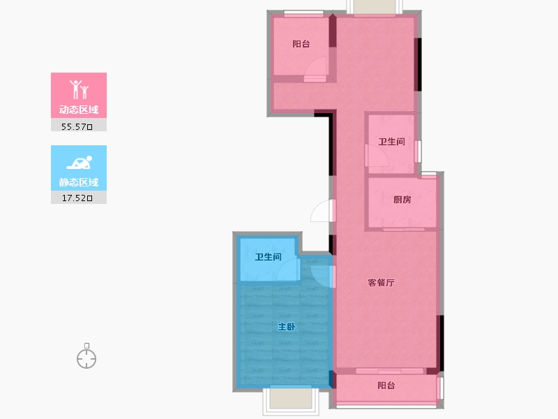 浙江省-杭州市-悦青蓝锦轩-64.47-户型库-动静分区