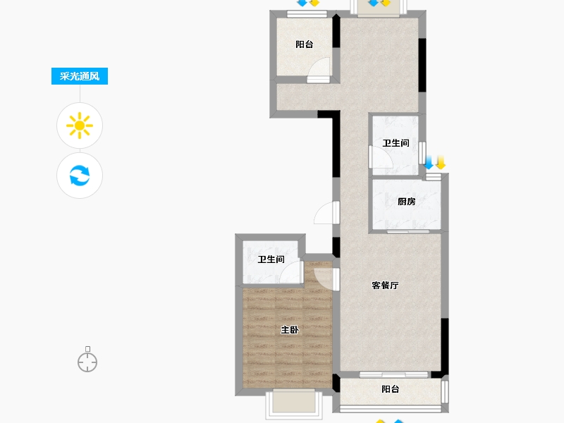 浙江省-杭州市-悦青蓝锦轩-64.47-户型库-采光通风