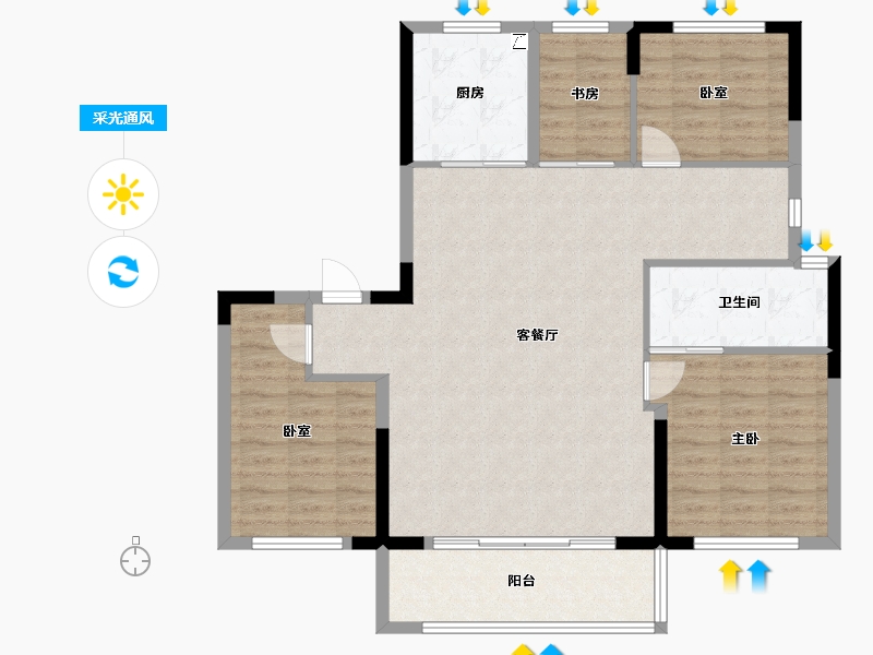 浙江省-宁波市-保利臻誉-103.52-户型库-采光通风