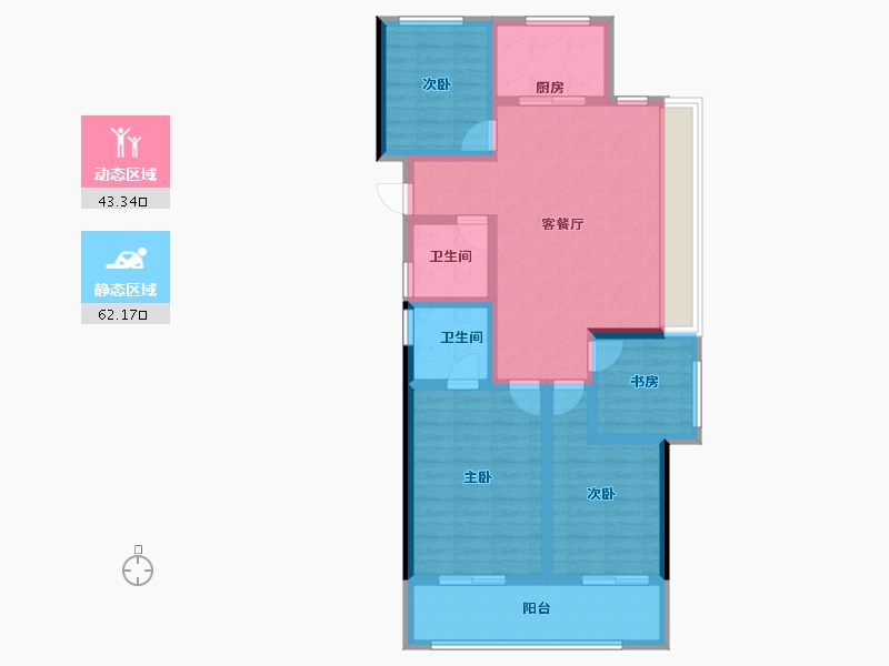 浙江省-杭州市-春风长住·晴翠秋时府-93.35-户型库-动静分区