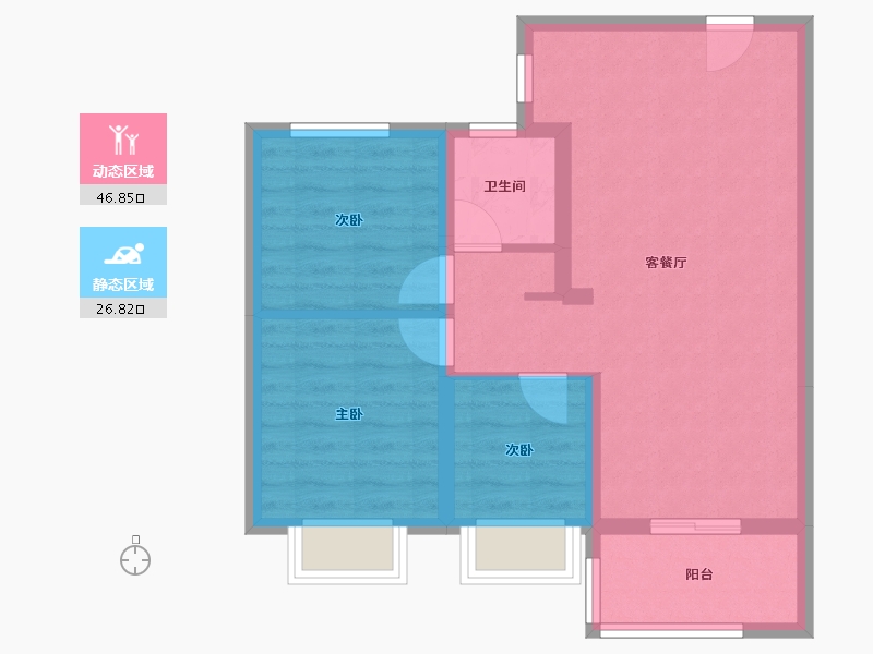 云南省-昆明市-俊发星辰俊园-65.62-户型库-动静分区