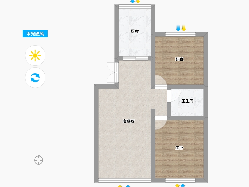 山东省-烟台市-碧海金滩-49.14-户型库-采光通风