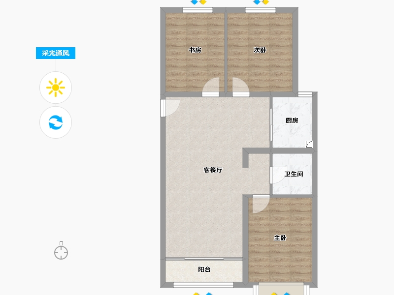 山西省-大同市-学林壹号-76.95-户型库-采光通风