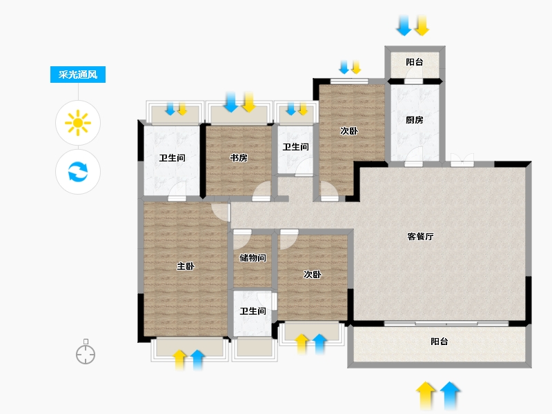 四川省-成都市-天府公园未来城-153.08-户型库-采光通风