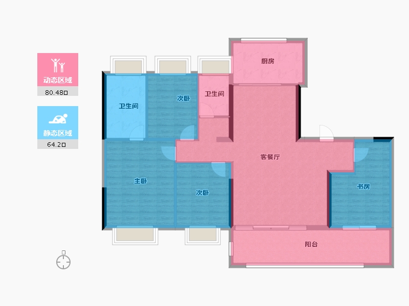 江苏省-南京市-振业新城·翡丽铂湾-132.05-户型库-动静分区