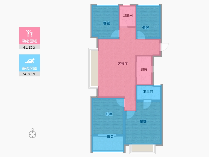 浙江省-宁波市-保利·和颂望悦-88.00-户型库-动静分区