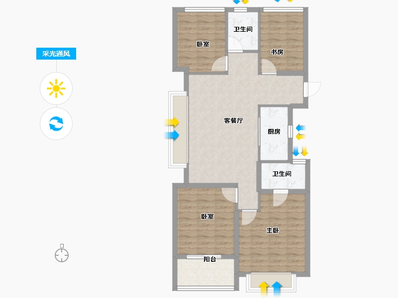 浙江省-宁波市-保利·和颂望悦-88.00-户型库-采光通风