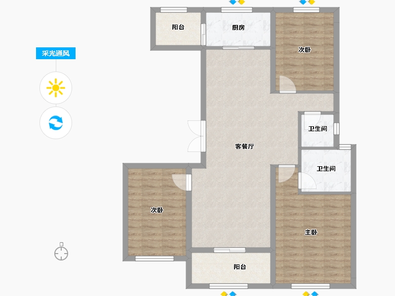 山西省-临汾市-皓峻·天悦府-98.28-户型库-采光通风