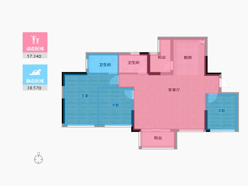 四川省-成都市-锦绣世家-86.17-户型库-动静分区