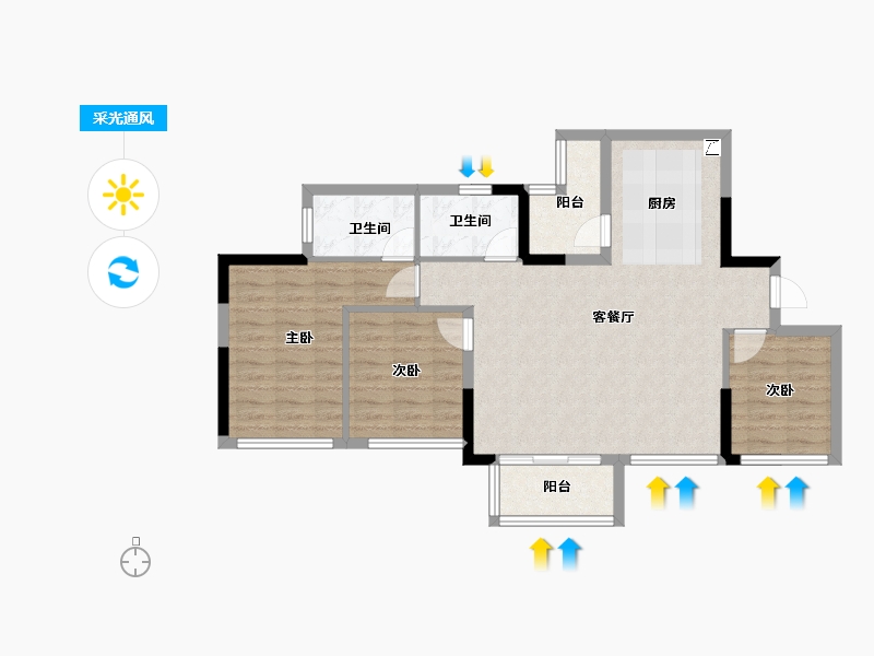 四川省-成都市-锦绣世家-86.17-户型库-采光通风