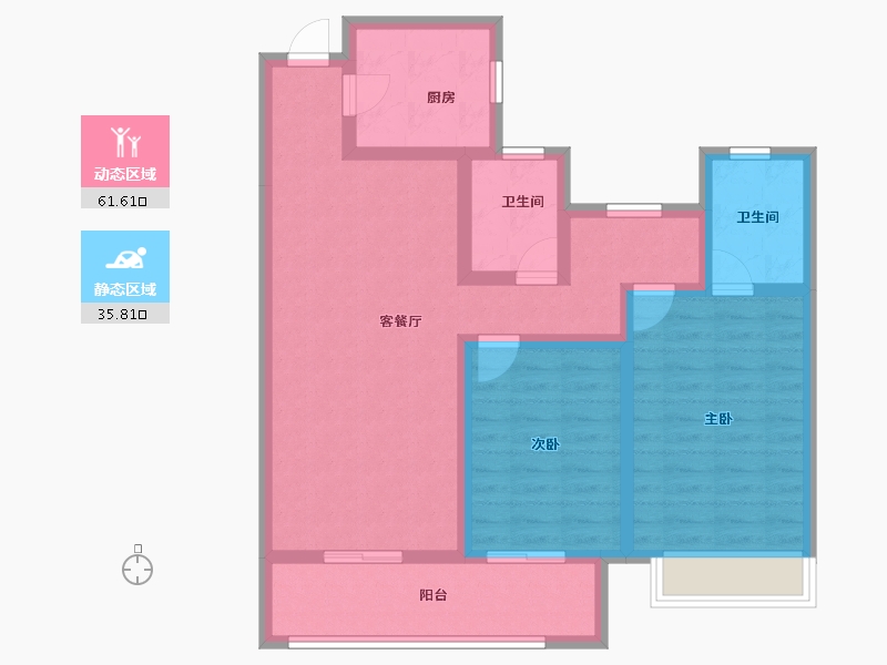 浙江省-杭州市-东海闲湖城锦绣湾-85.97-户型库-动静分区