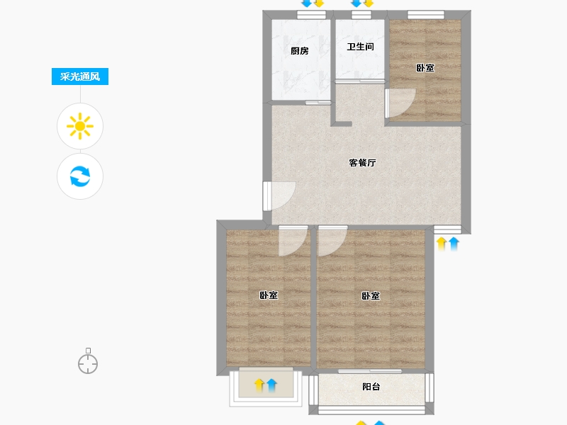 江苏省-南京市-仙居雅苑-50.92-户型库-采光通风