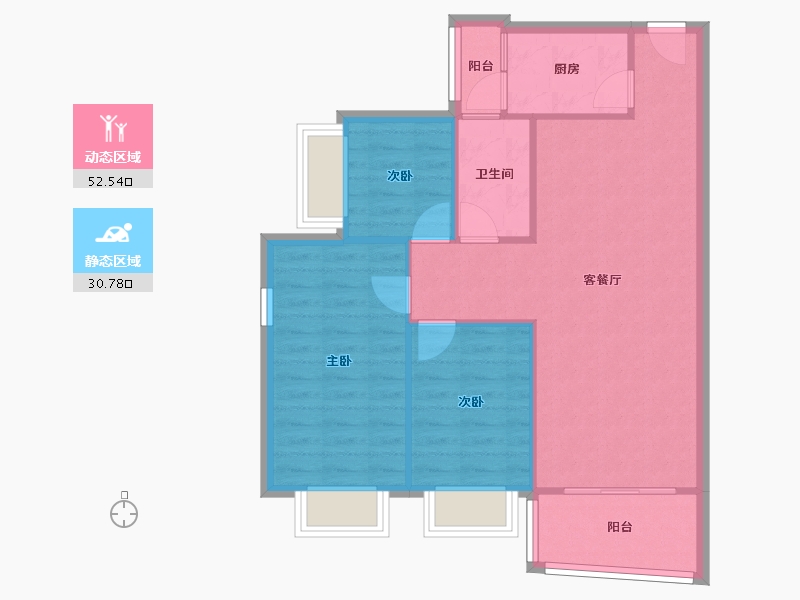 广东省-广州市-鸣翠花园-75.88-户型库-动静分区