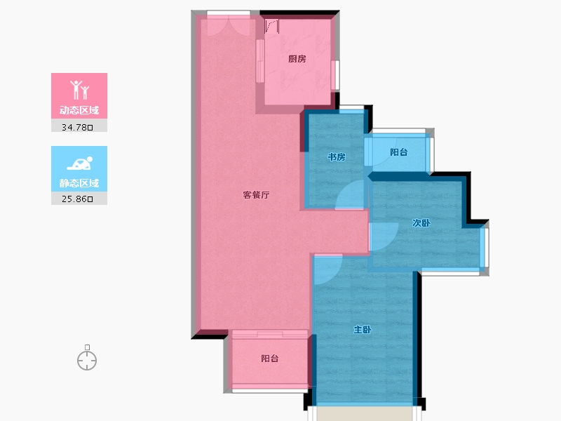 四川省-成都市-禹洲山河峯荟-53.32-户型库-动静分区