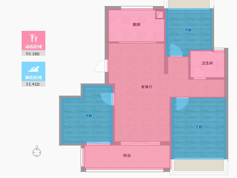 上海-上海市-浦发唐城-72.80-户型库-动静分区