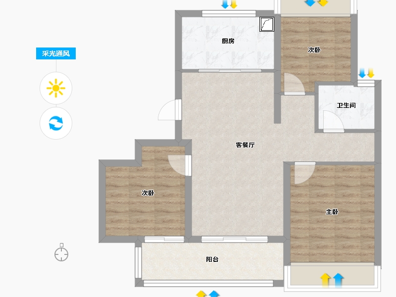 上海-上海市-浦发唐城-72.80-户型库-采光通风