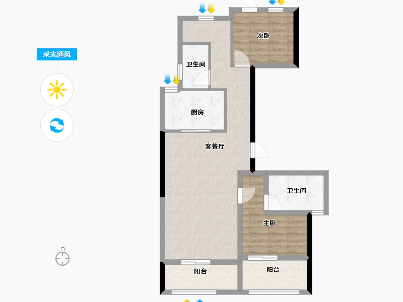 浙江省-杭州市-东海闲湖城栖霞湾-74.97-户型库-采光通风