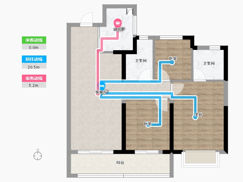 浙江省-宁波市-至麟上府·云汀-77.67-户型库-动静线