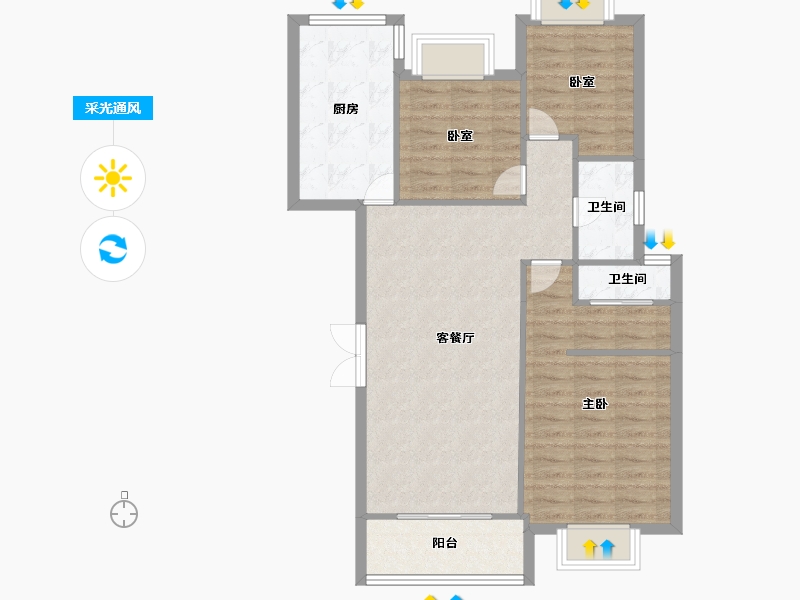 广东省-珠海市-三好名苑-85.32-户型库-采光通风