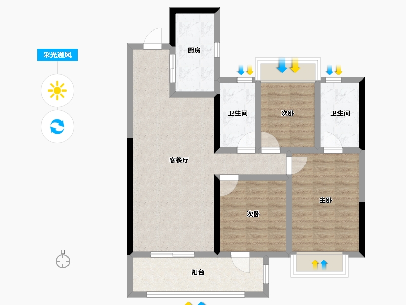 湖北省-武汉市-景瑞未来悦-81.35-户型库-采光通风