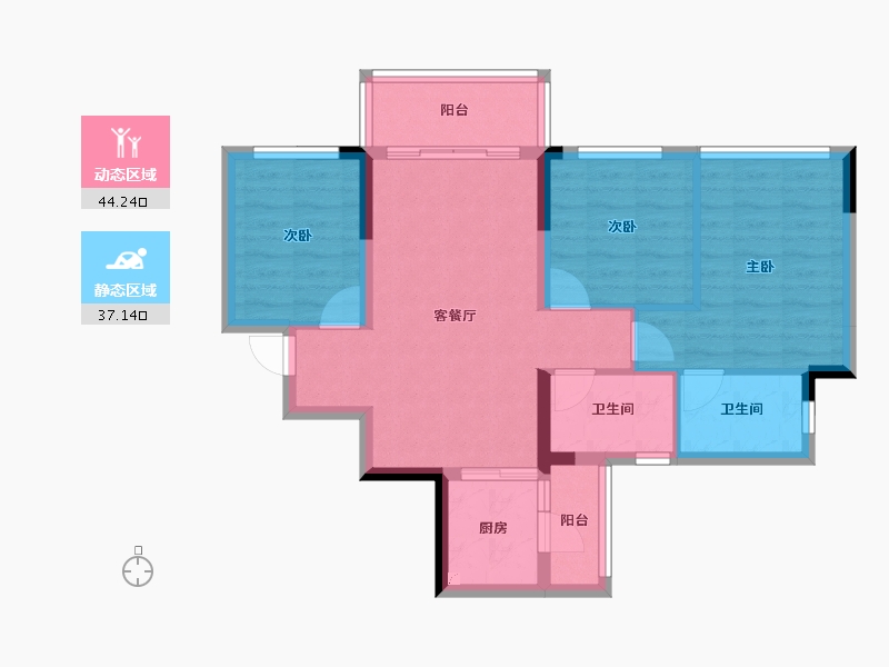 四川省-成都市-锦绣世家-72.18-户型库-动静分区