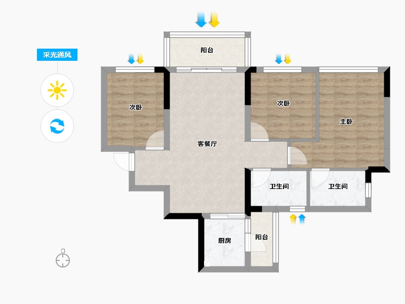 四川省-成都市-锦绣世家-72.18-户型库-采光通风